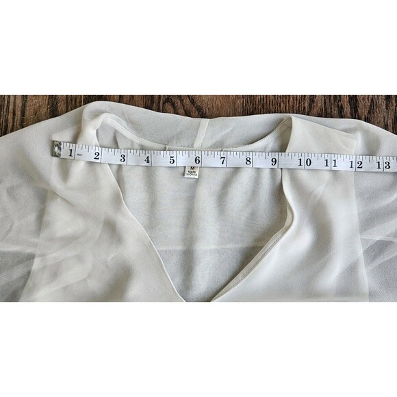 CAbi 814 Sheer Layered Ruffle Blouse Women's Size M Off-White Draped Top NWT - Picture 6 of 10